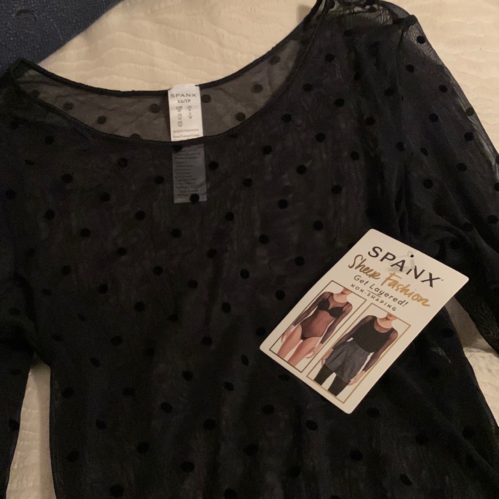 Spanx sheer polka dot bodysuit